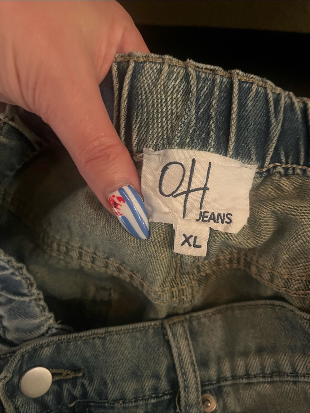 Oli & Hali Distressed Wide Leg Peace Patch Jeans. - Picture 4 of 6